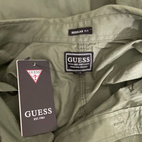 GUESS Men's Parker Poplin Utility Shirt Army Green Size Small Regular‎ NWT - Picture 5 of 7